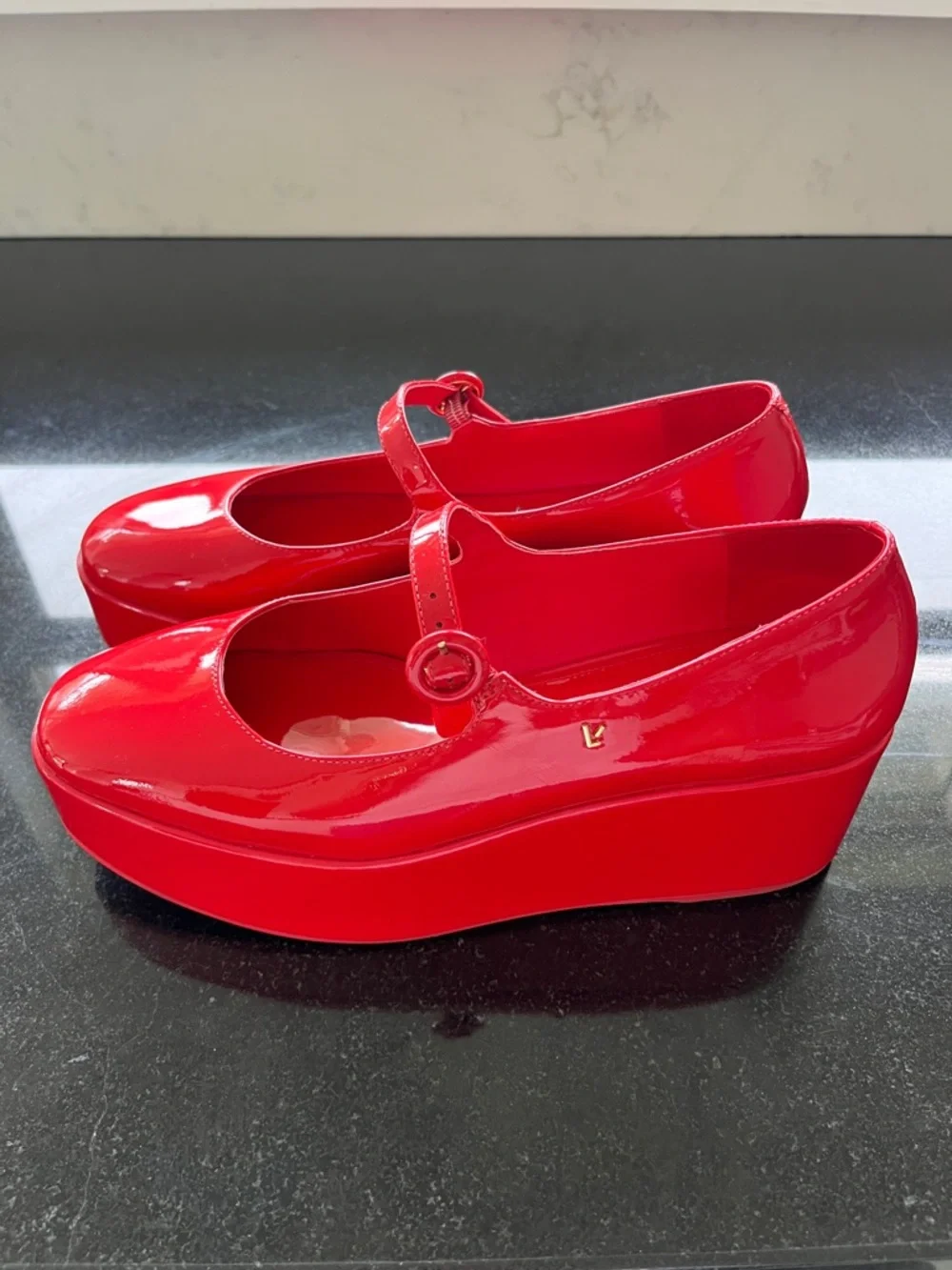 Larroude Red Patent Mary Jane Platform Shoes